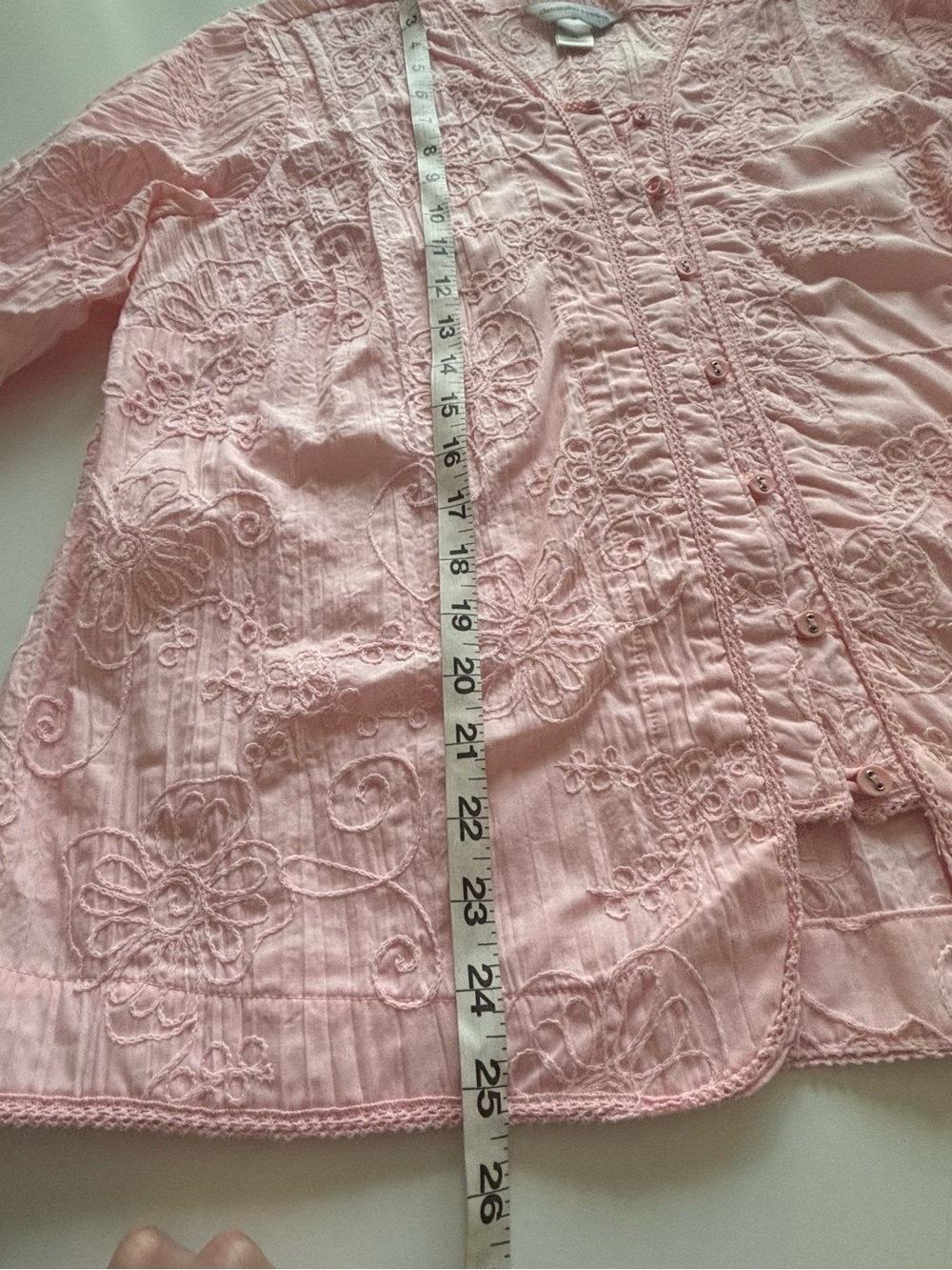 Christopher & Banks button front top  intricate floral embroidery XL pink - Picture 10 of 14